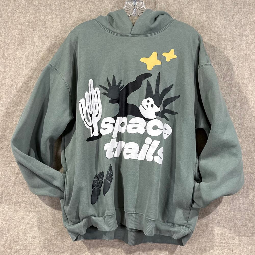 Broken Planet Market Space Trails Hoodie | Agave Green | Large Sweatshirt